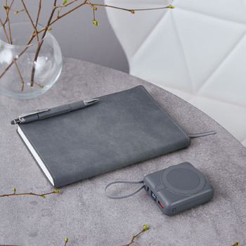 Внешний аккумулятор с подсветкой Риттер PD (Ritter PD) 10000mAh с функцией беспроводной зарядки 15W, серый