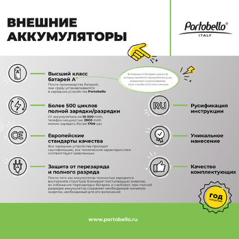 Внешний аккумулятор с подсветкой Старлайт Плюс PB (Starlight Plus PB) 10000 mAh, зеленый