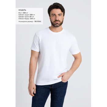 Футболка мужская STAN хлопок 180, 08, Белый,  (10/1)  (44/XS)