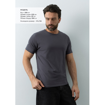Футболка мужская STAN хлопок/эластан 180, 37, Тёмно-серый,  (100/1)  (54/XXL)