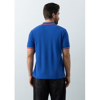 Рубашка поло унисекс STAN триколор хлопок/полиэстер 185, 04R, Синий,  (16/1)  (52/XL)