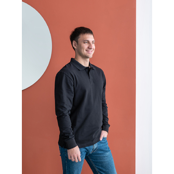 Рубашка поло унисекс STAN длинный рукав хлопок 185, 104LS, Оранжевый,  (28/1)  (44/XS)