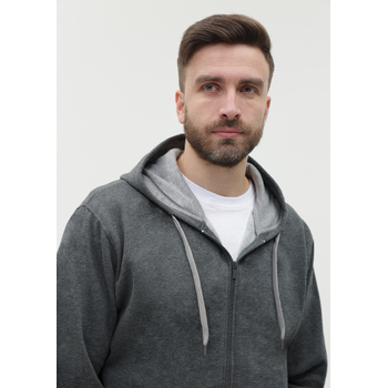 Толстовка мужская STAN с капюшоном на молнии футер с начёсом 280, 17, Тёмный меланж,  (60/1)  (46/S)