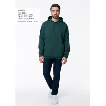 Худи унисекс STAN оверсайз футер без начёса 350, 66, Тёмно-зелёный,  (130)  (54/XXL)