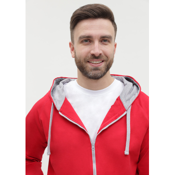 Толстовка мужская STAN с капюшоном на молнии футер без начёса 260, 61, Красный,  (14)  (44/XS)
