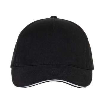 Бейсболка с кантом STAN 5 клиньев хлопок 280, 11K, Чёрный,  (20)  (56-58/ONE SIZE)