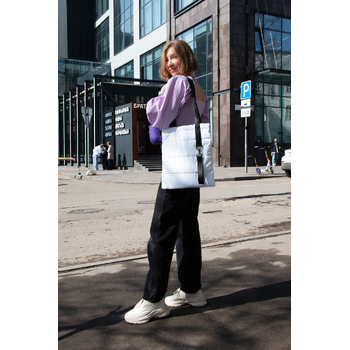 Шоппер Superbag Bubble, стёганый, без застёжки (белый с черным)