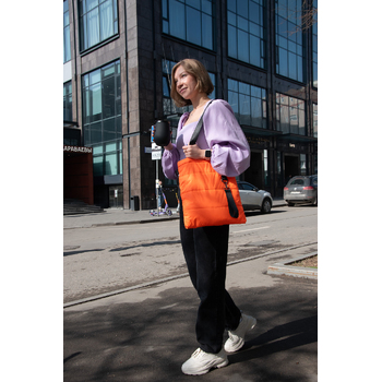 Шоппер Superbag Bubble, стёганый, без застёжки (оранжевый с черным)