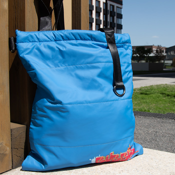 Шоппер Superbag Bubble, стёганый, без застёжки (голубой с черным)