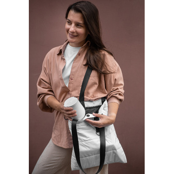 Шоппер Superbag Bubble, стёганый, с магнитной кнопкой (белый с черным)