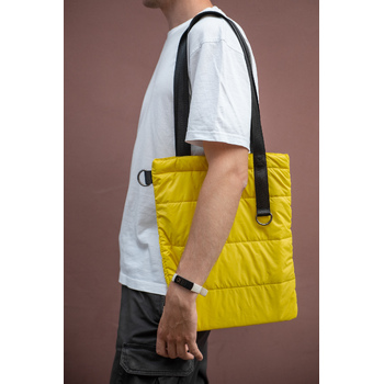 Шоппер Superbag Bubble, стёганый, с магнитной кнопкой (жёлтый с чёрным)