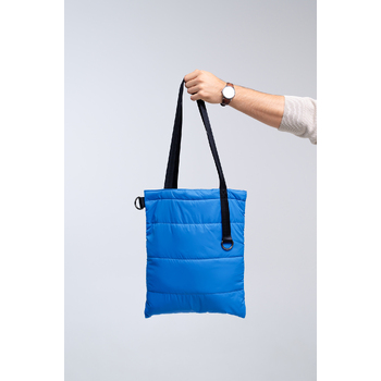 Шоппер Superbag Bubble, стёганый, с магнитной кнопкой (голубой с черным)