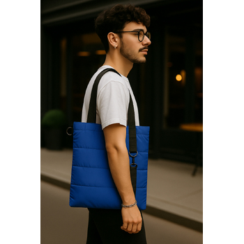Шоппер Superbag Bubble New, стёганый, со скрытой магнитной кнопкой (синий с чёрным)