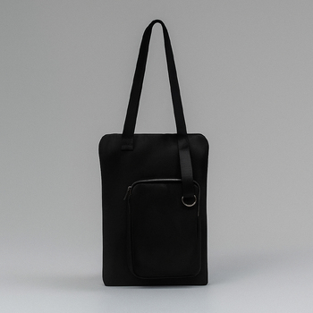 Шоппер Superbag Pocket, с внутренним креплением (карабин) и чехлом для мелочей (черный)