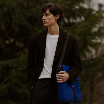 Шоппер Superbag Companion, с тремя отделениями, боковым креплением (карабин) и карманом (синий с черным)