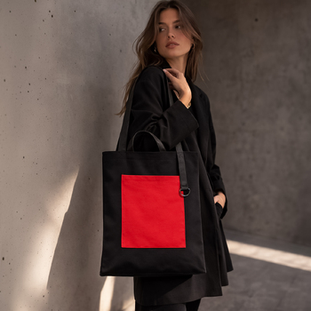 Шоппер Superbag Big Pocket, с карманом на молнии (черный с красным)
