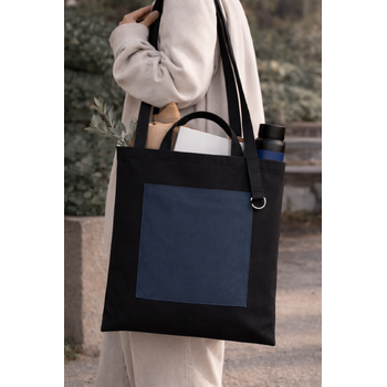 Шоппер Superbag Big Pocket, с карманом на молнии (черный с темно-серым)
