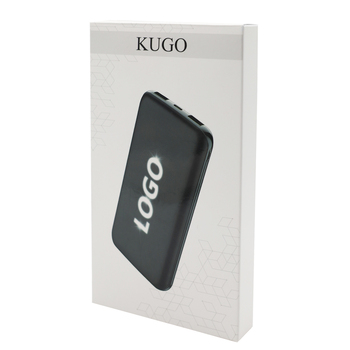 Внешний аккумулятор Kugo, 10000 mAh с подсветкой гравировки, черный