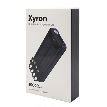 Внешний аккумулятор Xyron с солнечной панелью, 10000 mAh, синий