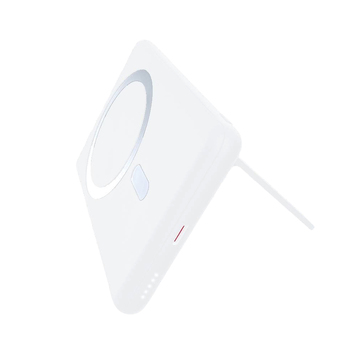 Магнитный внешний аккумулятор Slims с беспроводной зарядкой (15W), 5000 Mah, белый