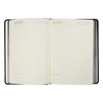 Ежедневник полудатированный Classic Pristine Silver А5, черный с серебром, с металлическими уголками, в твердой обложке с поролоном