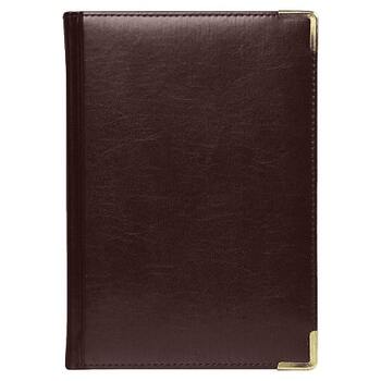 Ежедневник полудатированный Classic Pristine Gold А5, темно-коричневый с золотом, с металлическими уголками, в твердой обложке с поролоном