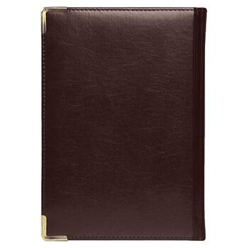 Ежедневник полудатированный Classic Pristine Gold А5, темно-коричневый с золотом, с металлическими уголками, в твердой обложке с поролоном