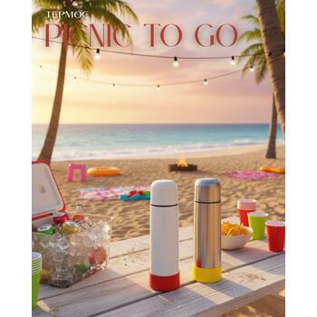 Термос Picnic Bright To Go, белый/красный