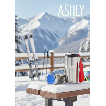 Термокружка Ashly To Go, серебристая/красная/синяя