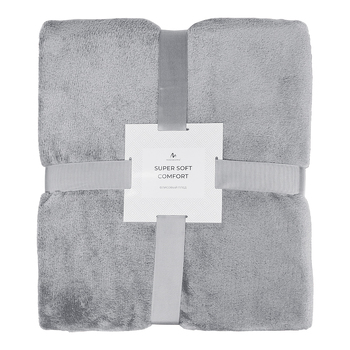 Плед флисовый SUPER SOFT COMFORT TRAVEL, серый