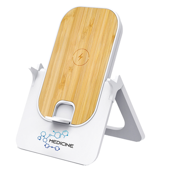 Беспроводное зарядное устройство Bambooco 15W, белый с бамбуковым