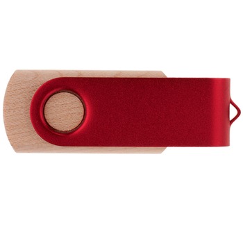 Флешка TWIST WOOD COLOR Светлое дерево с красным 4014.31.03.8ГБ