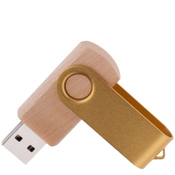 Флешка TWIST WOOD COLOR Светлое дерево с золотистым 4014.31.17.16ГБ