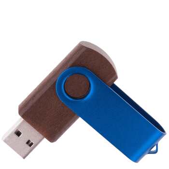 Флешка TWIST WOOD COLOR Темное дерево с синим 4014.32.01.8ГБ