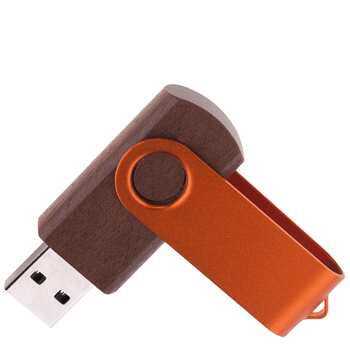 Флешка TWIST WOOD COLOR Темное дерево с оранжевым 4014.32.05.64ГБ