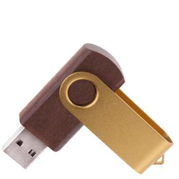 Флешка TWIST WOOD COLOR Темное дерево с золотистым 4014.32.17.32ГБ3.0