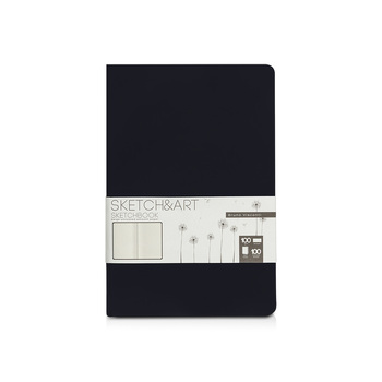 Скетчбук "Sketch & Art" в твердом переплете 143х216 мм, 100 л. черной бумаги 100 г/м2, черный