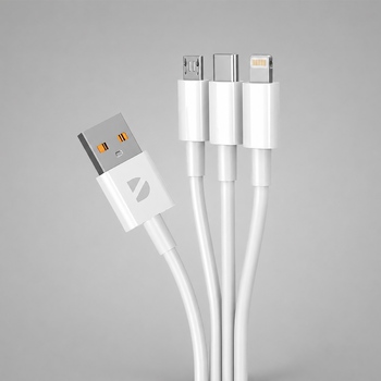 Дата-кабель 3 в 1: micro USB, USB-C, Ligthning, 1.2м, белый, Deppa