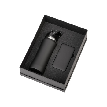 Подарочный набор с бутылкой для воды и повербанком С2, 10000 mAh, черный