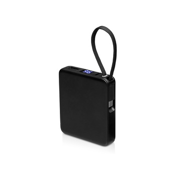 Внешний аккумулятор со встроенным кабелем USB-C «Дэнси», 5000 мАч, черный