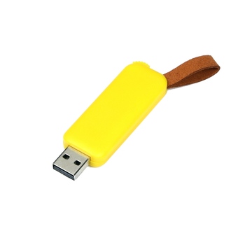 USB-флешка промо на 32 Гб прямоугольной формы, выдвижной механизм, желтый