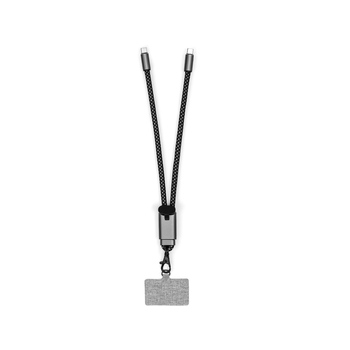Ремешок-держатель для телефона с зарядным кабелем USB-C - USB-C «Lany Wristband Charge Eco», серый