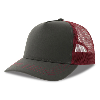 Бейсболка "RAPPER CANVAS-S", 5 клиньев, т.сер./красн, пласт.заст., 100% перераб. полиэстер, 270 г/м2