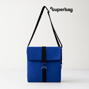 Шоппер Superbag Companion, с тремя отделениями, боковым креплением (карабин) и карманом (синий с черным)