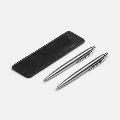 Набор Poetica, серебристый с кожаным футляром