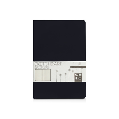 Скетчбук "Sketch & Art" в твердом переплете 143х216 мм, 100 л. черной бумаги 100 г/м2, черный