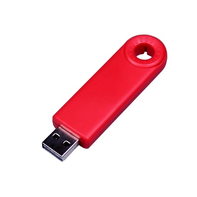 USB-флешка промо на 64 Гб прямоугольной формы, выдвижной механизм, красный