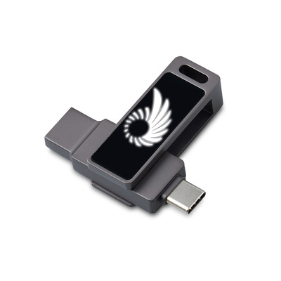 Флешка 32 ГБ USB Type-C и USB 3.0 с подсветкой лого «Спинлайт»