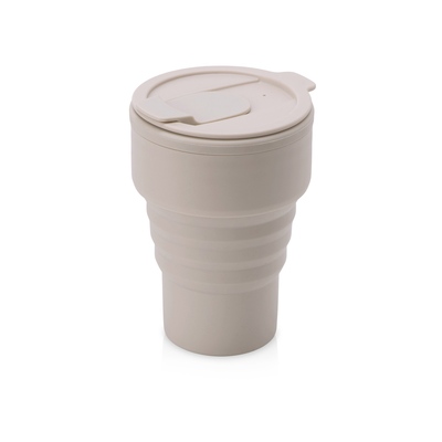 Силиконовый складной стакан "GoCup", бежевый