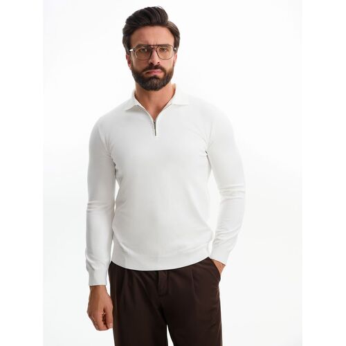 Рубашка поло мужская с длинным рукавом Terrazzo, белая, размер L/XL